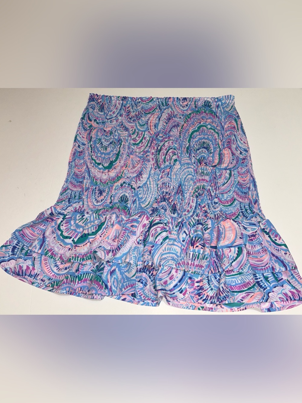 Lilly Pulitzer Soren Skirt Happy As A Clam ruffle skirt size LARGE